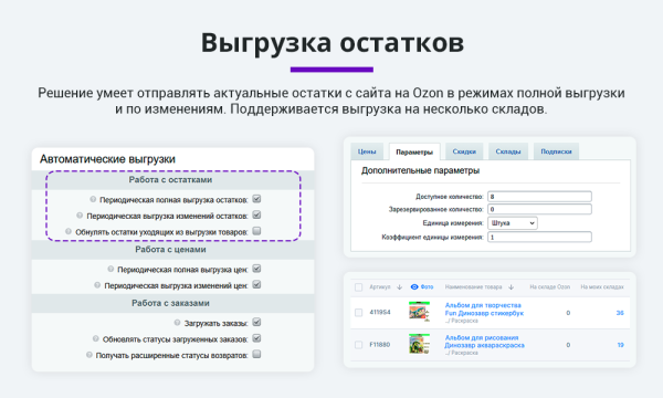 Фото Интеграция с Ozon (Озон) по API. Цены, остатки, заказы, статусы, акты