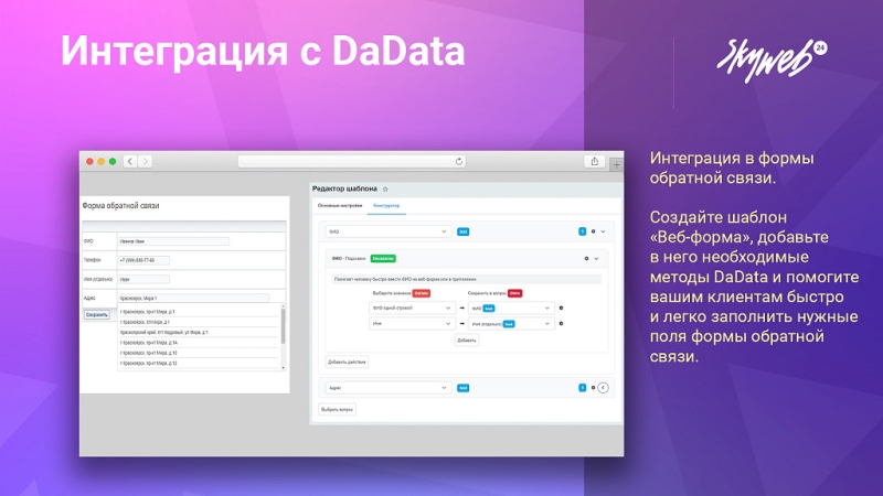 Фото Интеграция с DaData: Гранулярные подсказки, автозаполнение форм и реквизитов заказа